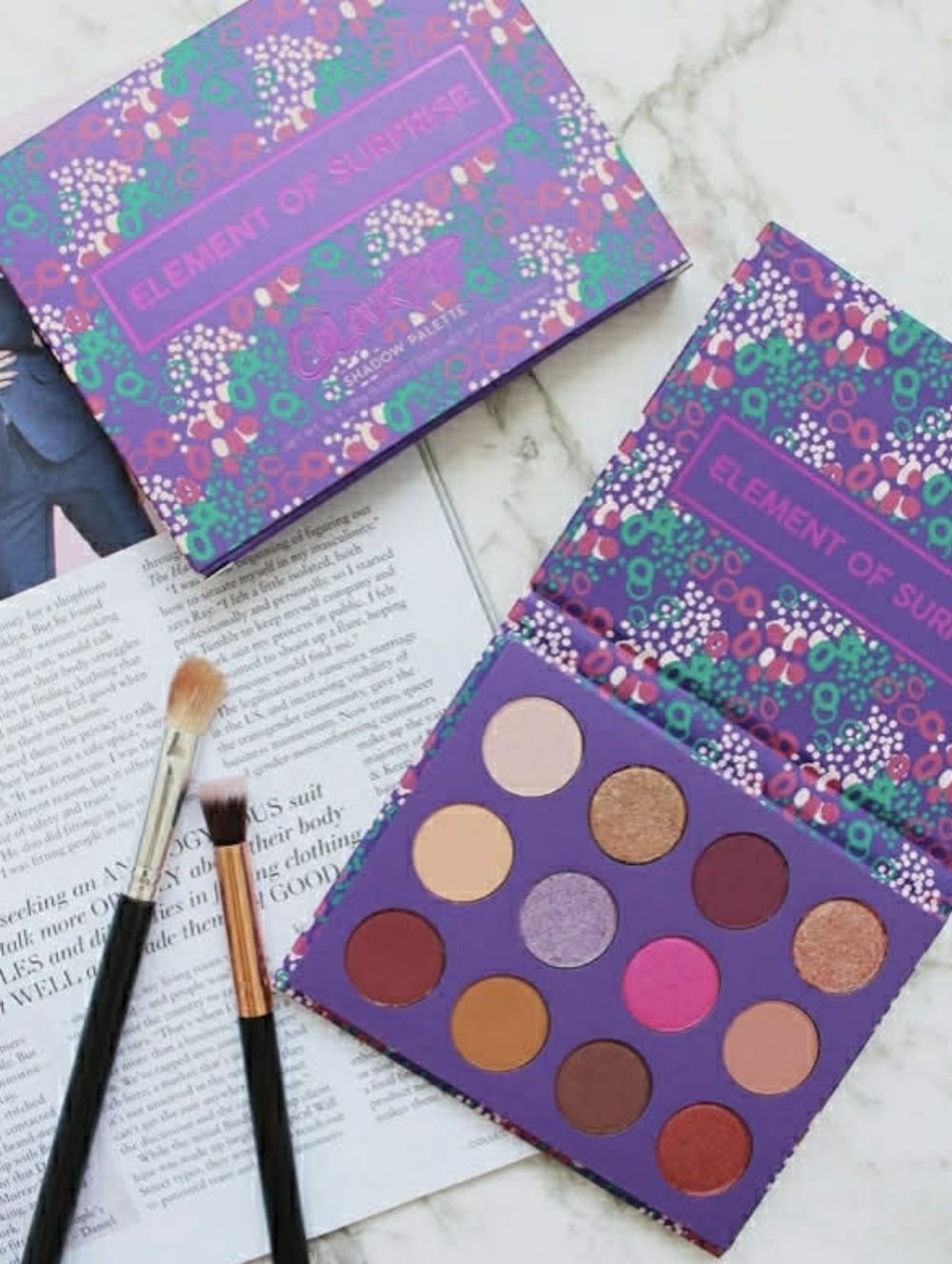 Colourpop ELEMENT OF SURPRISE Eyeshadow Palette with Box Neutrals Pink & Purples